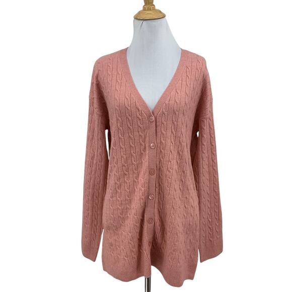 A New Day Cardigan Women S Small Pink Long Sleeve Cable Knit Tunic Button Up - Picture 1 of 12